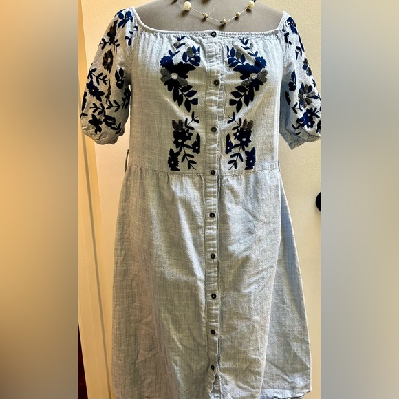 Zara Embroidered Sequinned Blue Dress &  Black Belt - Picture 9 of 16